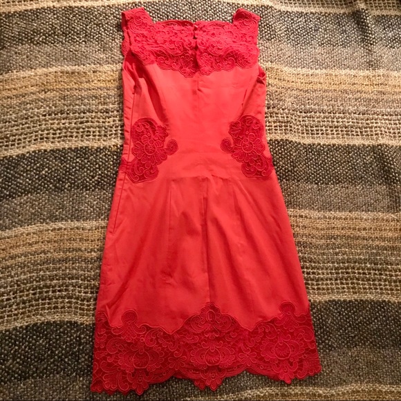 Red Karen Millen dress with lace - Picture 5 of 10